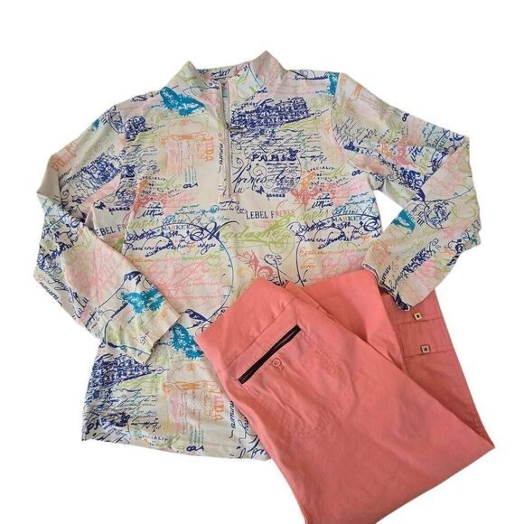 Anthony's Resort Wear Womens Long Sleeve Multicolor Zip Pullover Top Medium - Picture 11 of 11